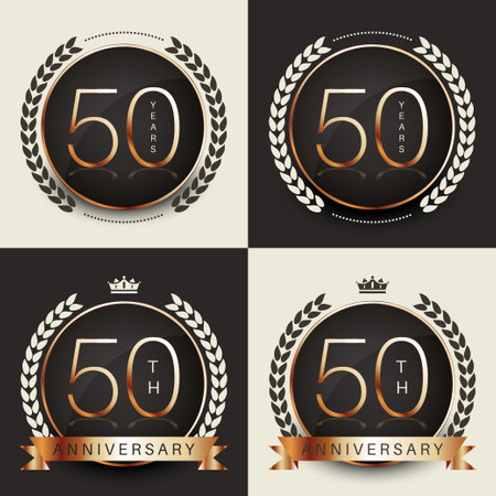 Fifty years anniversary celebration logotype. 50th anniversary logo collection.のイラスト素材