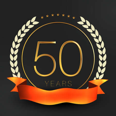 Fifty years anniversary banner. 50th anniversary logo. Vector illustration.のイラスト素材