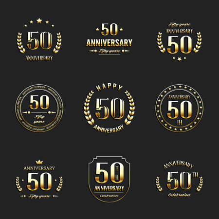 Fifty years anniversary celebration logotype. 50th anniversary logo collection.