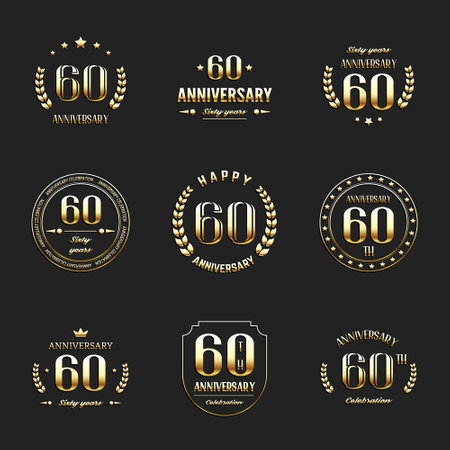 Sixty years anniversary celebration logotype. 60th anniversary logo collection.