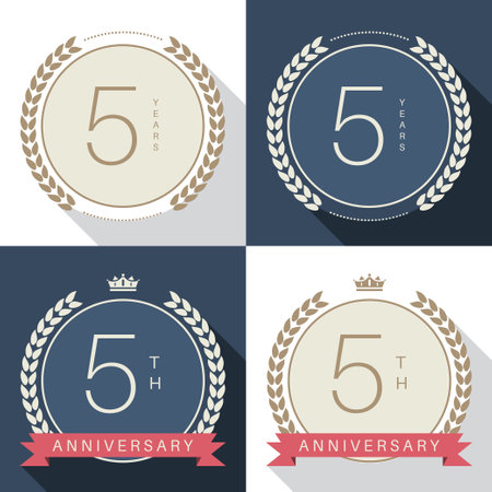 5 - year anniversary logo set. Vector.のイラスト素材