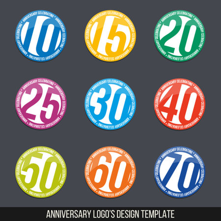 Vector color set of anniversary signs, symbols.のイラスト素材