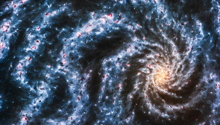 An Artful Depiction Of A Striking Spiral In The Center Of A Galaxyの素材