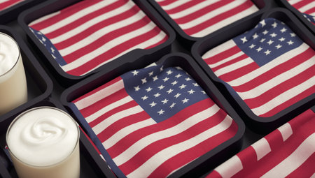 A Composition Of A Beautifully Rendered American Flag With A Few Candlesの素材