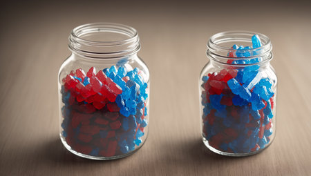 A Detailed Shot Of Two Jars Filled With Candy And Gummy Bearsの素材