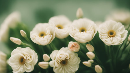 A Picture Of A Strikingly Vivid Arrangement Of White Flowersの素材
