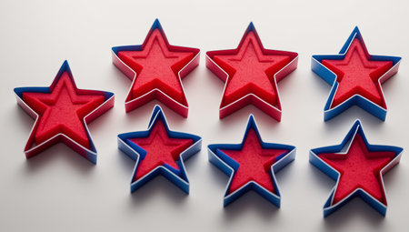 A Stunningly Beautiful Red, White And Blue Stars Are Arranged In A Rowの素材