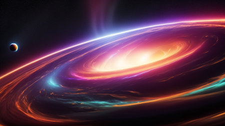 A Colorful Swirl Of Light In The Center Of A Black Hole AI Generativeの素材