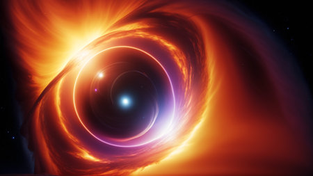 An Intriguing Image Of A Bright Orange And Blue Spiral AI Generativeの素材