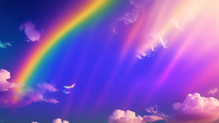 A Captivating Image Of A Rainbow And A Bird In The Sky AI Generativeの素材