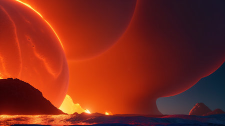 A Creative Image Of A Planet With A Red Glow In The Background AI Generativeの素材
