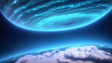 An Elegant View Of A Planet With A Spiral In The Sky AI Generativeの素材