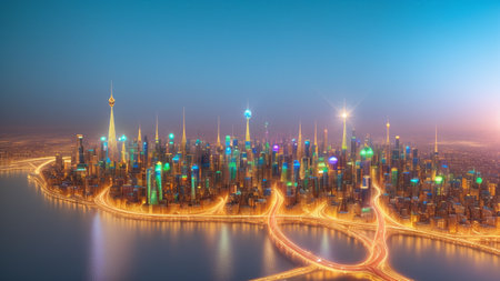 An Expressive Image Of A City At Night With A Long Exposure AI Generativeの素材