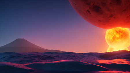 A Stunning View Of A Planet With A Mountain In The Background AI Generativeの素材