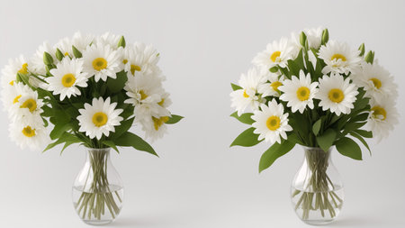 Two Vases With White And Yellow Flowersの素材