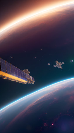 An Intriguing View Of A Satellite With A View Of The Earth AI Generativeの素材