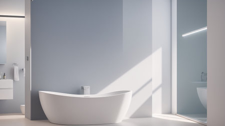 A Captivating Image Of A Bathroom With A Bathtub And A Sink AI Generativeの素材