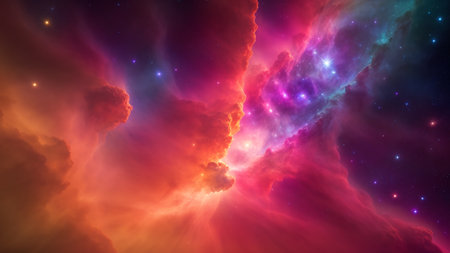 A Creative Image Of A Colorful Galaxy With Stars And Clouds AI Generativeの素材