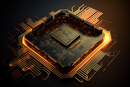 Electronic Circuit Board futuristic technology background. Digital Modern Electronic. Generative AIの素材