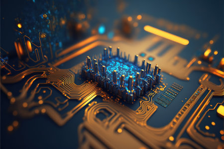 Circuit Board futuristic technology background. Digital Modern Electronic. Generative AIの素材