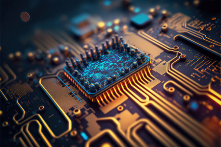 Circuit Board futuristic technology background. Digital Modern Electronic. Generative AIの素材