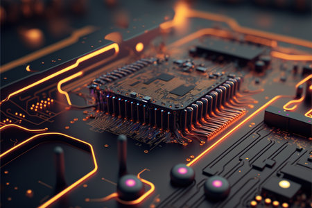 Circuit Board futuristic technology background. Digital Modern Electronic. Generative AIの素材