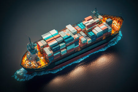 Cargo ship in the sea. Logistic concept. Generative AIの素材