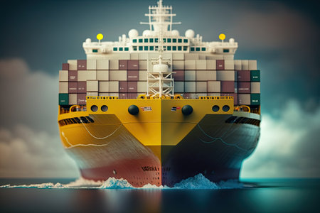 Cargo ship in the sea. Logistic concept. Generative AIの素材