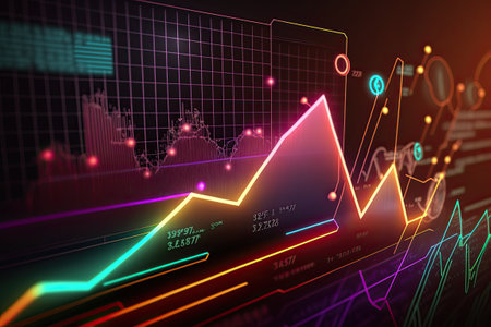 Business digital graph chart in stock trade market. Growth investment. Generative AIの素材