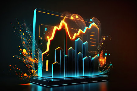 Business digital graph chart in stock trade market. Growth investment. Generative AIの素材