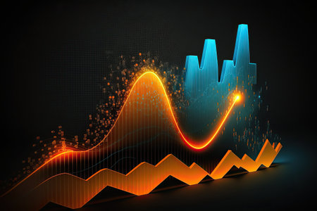 Business digital graph chart in stock trade market. Growth investment. Generative AIの素材