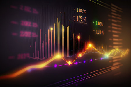 Business digital graph chart in stock trade market. Growth investment. Generative AIの素材