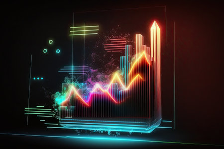 Business digital graph chart in stock trade market. Growth investment. Generative AIの素材