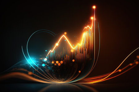 Business digital graph chart in stock trade market. Growth investment. Generative AIの素材