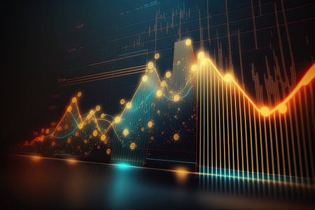 Business digital graph chart in stock trade market. Growth investment. Generative AIの素材