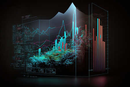 Business digital graph chart in stock trade market. Growth investment. Generative AIの素材