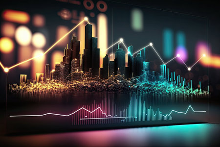 Business digital graph chart in stock trade market. Growth investment. Generative AIの素材