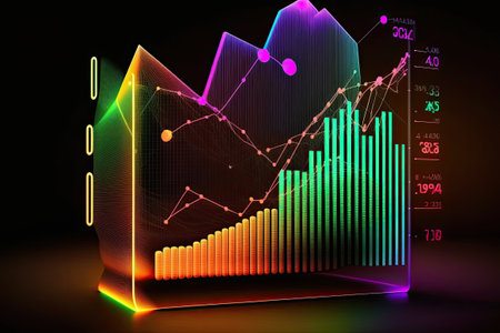 Business digital graph chart in stock trade market. Growth investment. Generative AIの素材