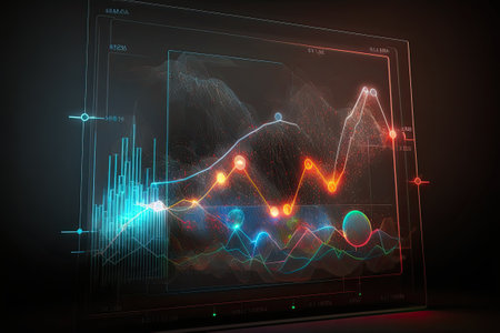 Business digital graph chart in stock trade market. Growth investment. Generative AIの素材