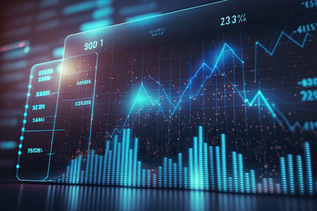 Business digital graph chart in stock trade market. Growth investment. Generative AIの素材