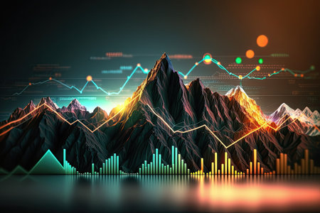 Business digital graph chart in stock trade market. Growth investment. Generative AIの素材