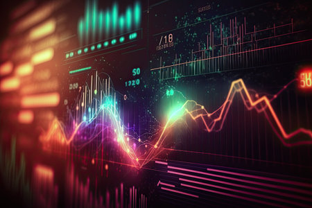 Business digital graph chart in stock trade market. Growth investment. Generative AIの素材