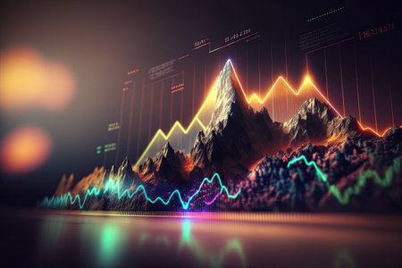 Business digital graph chart in stock trade market. Growth investment. Generative AIの素材