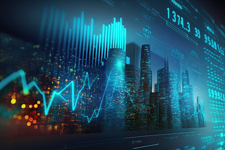 Business digital graph chart in stock trade market. Growth investment. Generative AIの素材