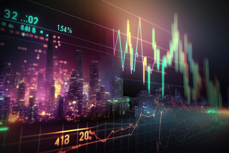 Business digital graph chart in stock trade market. Growth investment. Generative AIの素材