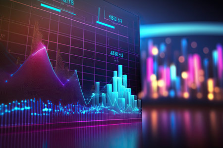 Business digital graph chart in stock trade market. Growth investment. Generative AIの素材