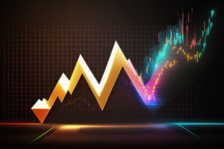 Business digital graph chart in stock trade market. Growth investment. Generative AIの素材