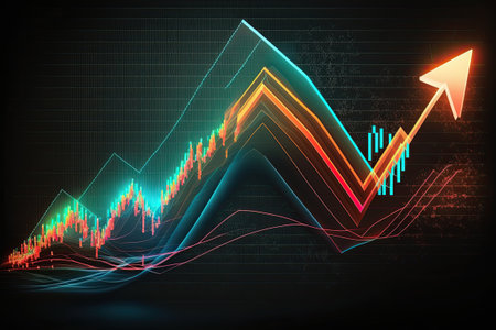 Business digital graph chart in stock trade market. Growth investment. Generative AIの素材