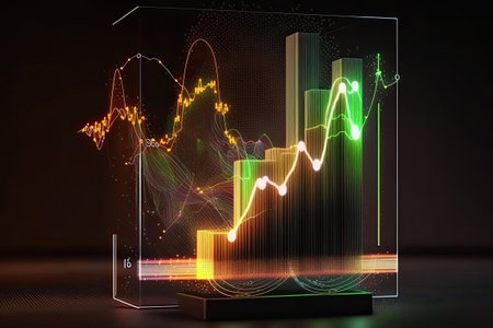 Business digital graph chart in stock trade market. Growth investment. Generative AIの素材