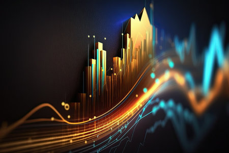 Business digital graph chart in stock trade market. Growth investment. Generative AIの素材